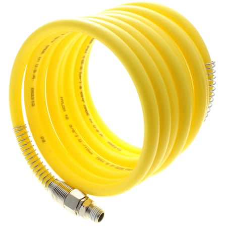 Spiral Hose, Nylon, 1/2 X 25', Yellow, No Fittings
